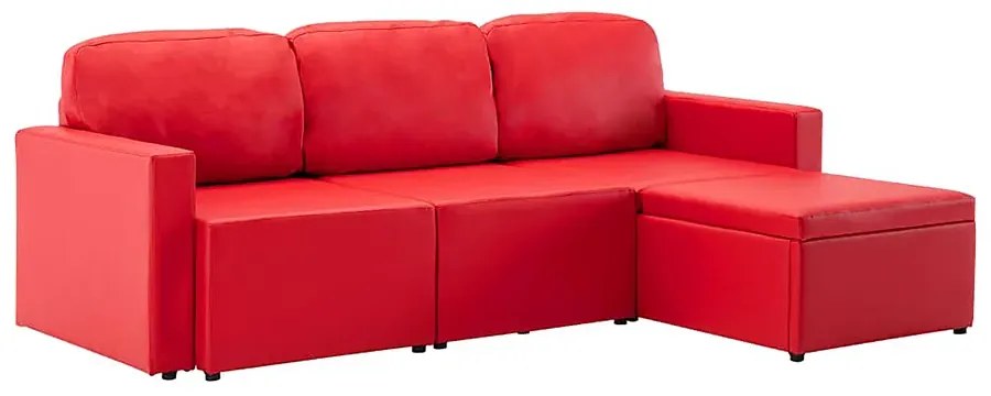Rozkładana sofa modułowa czerwona - Odi 4Q