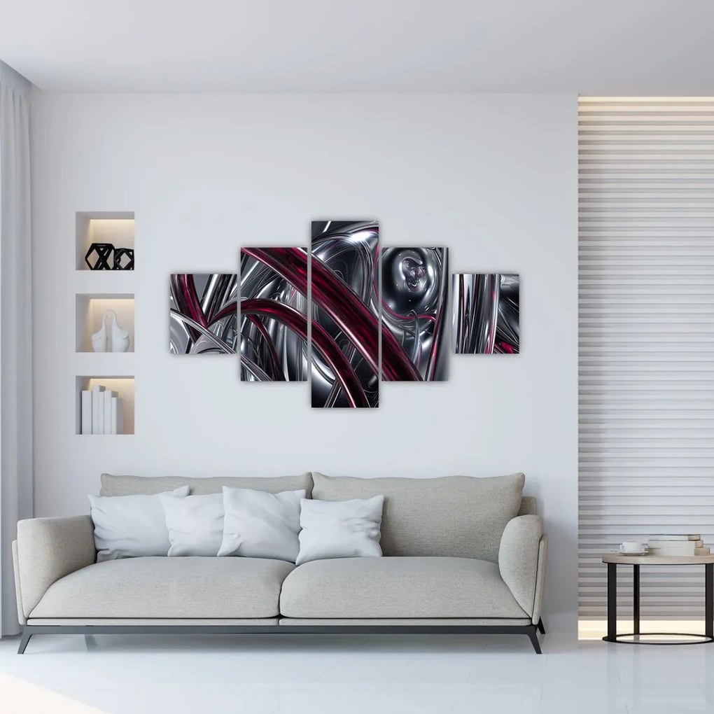 Obraz szarej abstrakcji (125x70 cm)