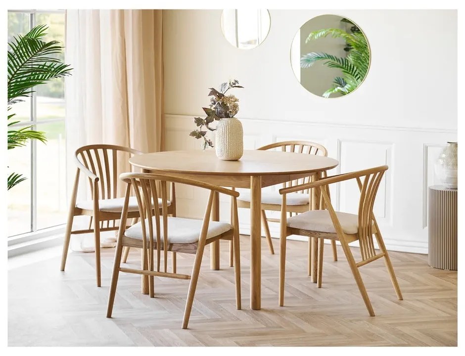 Krzesło z podłokietnikami z litego drewna dębowego w naturalnym kolorze Agustin – House Nordic