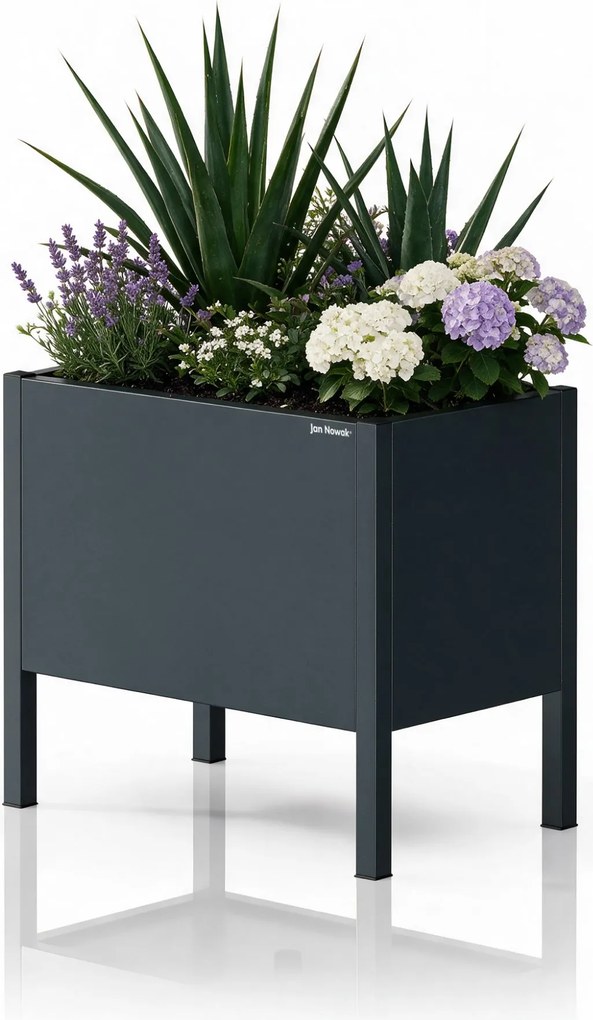 Osłona donica na kwiaty metalowa mała antracytowa, 400x350x250 mm: DAISY