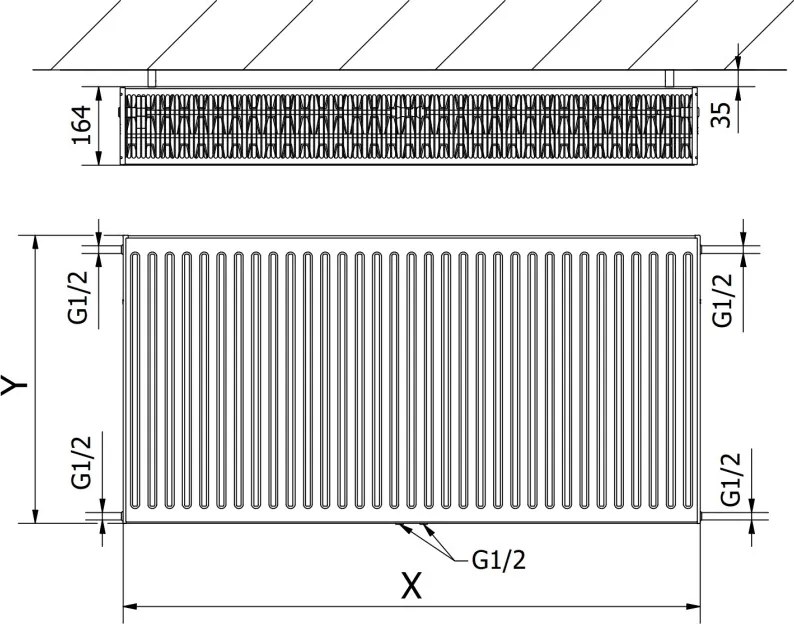 Mexen CC33 grzejnik płytowy 600 x 1000 mm, podłączenie dolne środkowe, 2335 W, antracyt - W6C33-060-100-66