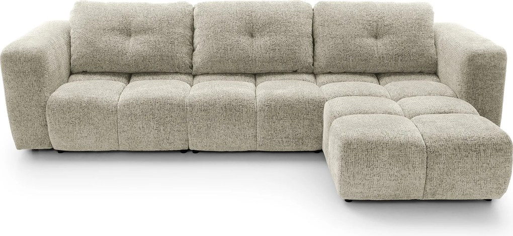 Masseno Narożnik ARTE z funkcją spania i pojemnikiem na pościel Narozniki L, Rozkładana sofa - Kremowy, BELLO 05