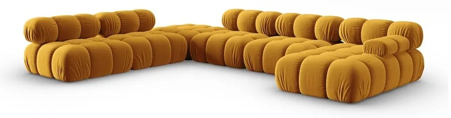 Żółta aksamitna sofa 379 cm Bellis – Micadoni Home