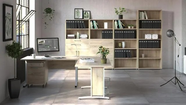 Biały stolik kawowy OSLO 75384 z blatem w dekorze dębu