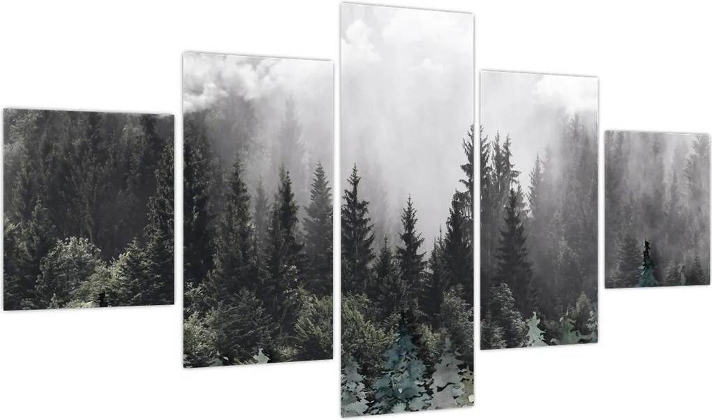 Obraz - Las z ilustrowanymi elementami (125x70 cm)
