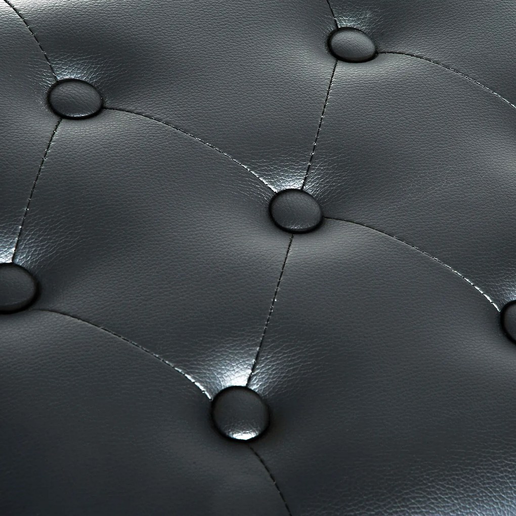 HOMCOM Stołek do Fortepianu Czarny Regulowana Wysokość Lite Drewno Sztuczna Skóra 64x35x45-55cm | Aosom PL