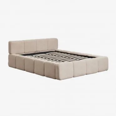Łóżko Z Tapicerowanym Pojemnikiem Na Pościel Jolcem Tkanina Baranek Boucle Brązowy Pszeniczny & 180 X 200 Cm - Sklum