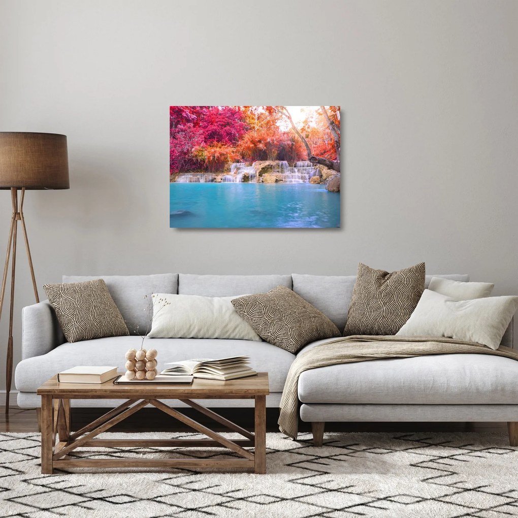 Obraz na szkle turkusowej laguny, Laos, Tat Kuang Si (70x50 cm)