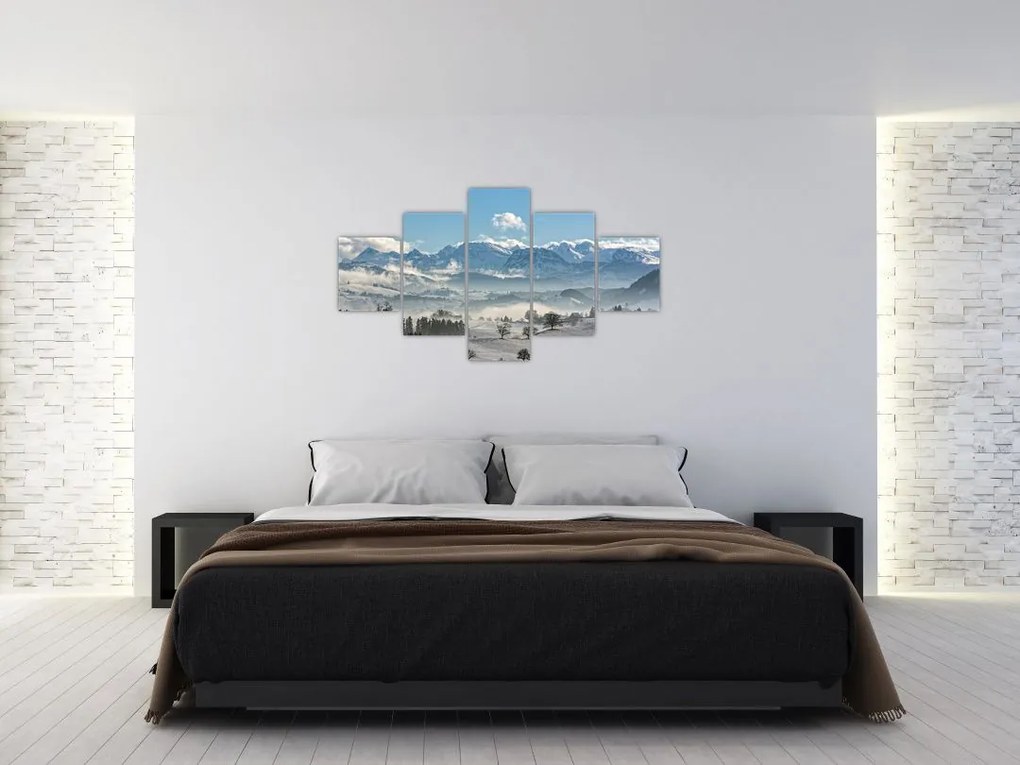 Obraz ośnieżonych gór (125x70 cm)