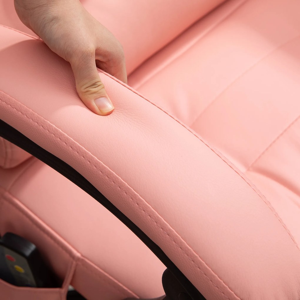 Vinsetto Fotel biurowy z masażem 7 punktów wibracyjnych regulowany podnóżek i oparcie do 120 kg różowy | Aosom PL