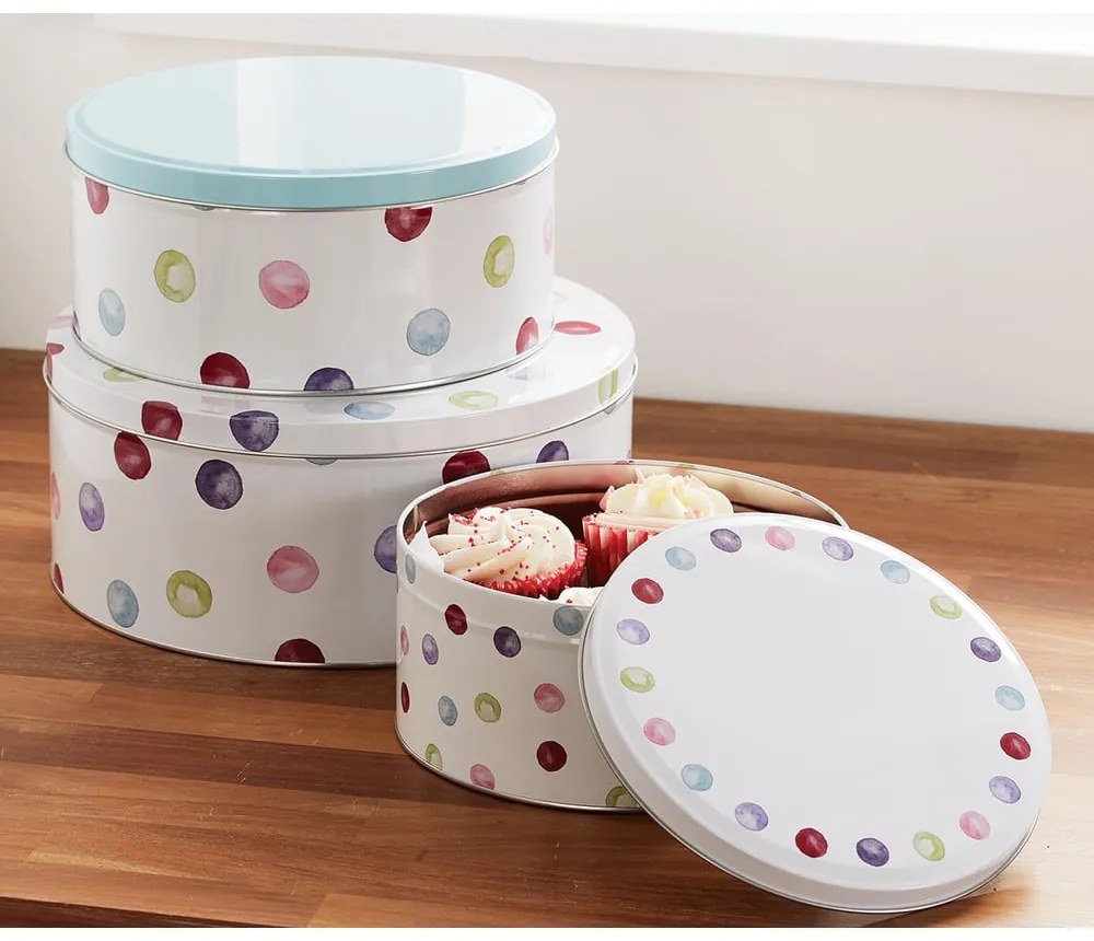 Stalowe pojemniki na żywność 3 szt. na ciasta Spotty Dotty – Cooksmart ®