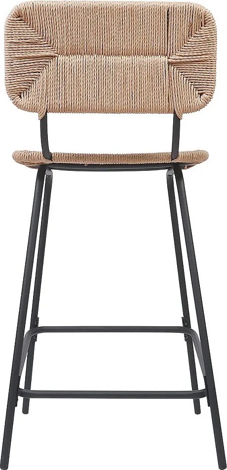 Zestaw metalowych krzeseł wyspowych i barowych z siedziskiem rattanowym 65 cm NEMA