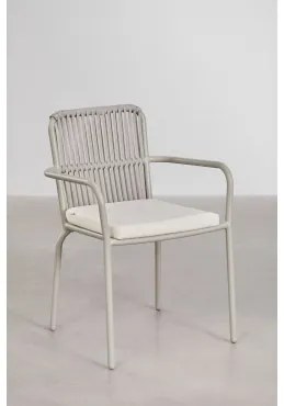 Pack 4 Sztuk Ogrodowych Krzeseł Sztaplowanych Z Podłokietnikami Z Aluminium Alberta Smoky Green - Sklum