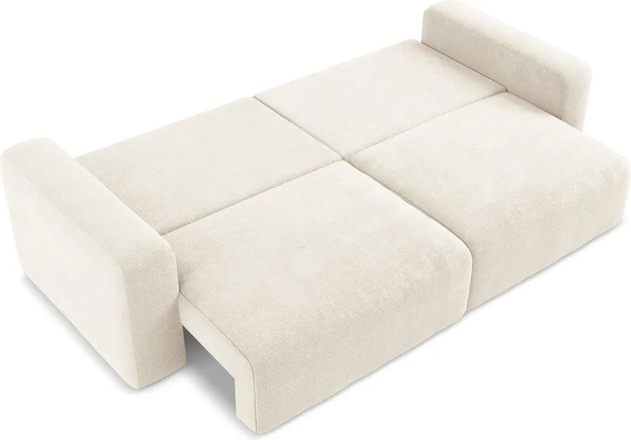Kremowa rozkładana/ze schowkiem sofa z tkaniny szenilowej 252 cm Kona – Makamii