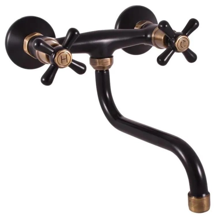 RAV Slezák MK101.5/21CMATSM - Bateria zlewozmywakowa/umywalkowa MORAVA RETRO czarny/mosiądz