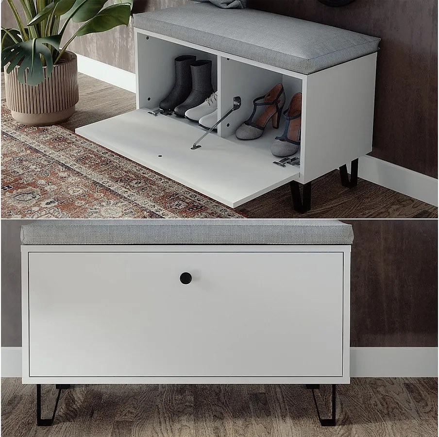 Ławka na buty biały 80x35.1x46 siri