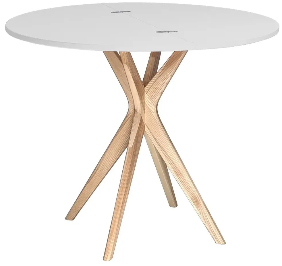Stół półokrągły CUTTI 90x90 rozkładany jasny szary/jesion RAGABA