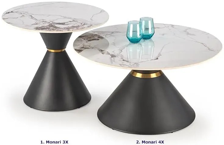 Ława kawowa w stylu glamour biały marmur + czarny G1-W55