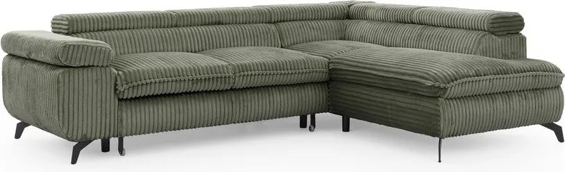 Zielony sztruksowy narożnik (prawostronny/w kształcie litery L) Marbeya – Ropez