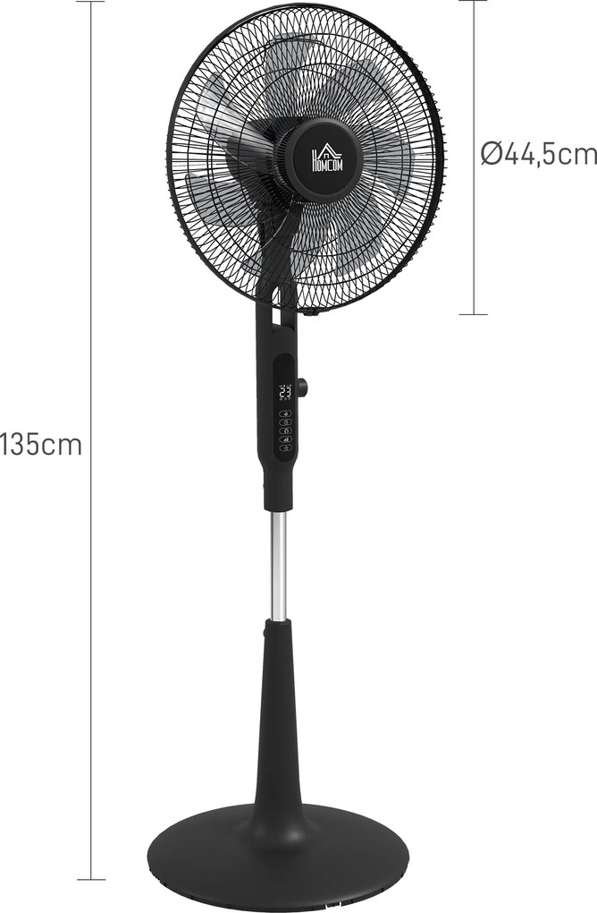 HOMCOM Wentylator stojący cichy z pilotem, 3 tryby pracy, 28 prędkości, funkcja przeciw komarom i oscylacja, czarny | Aosom PL