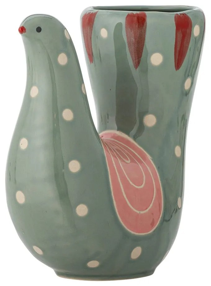 Zielony kamionkowy ręcznie malowany wazon (wysokość 19 cm) Trudy – Bloomingville