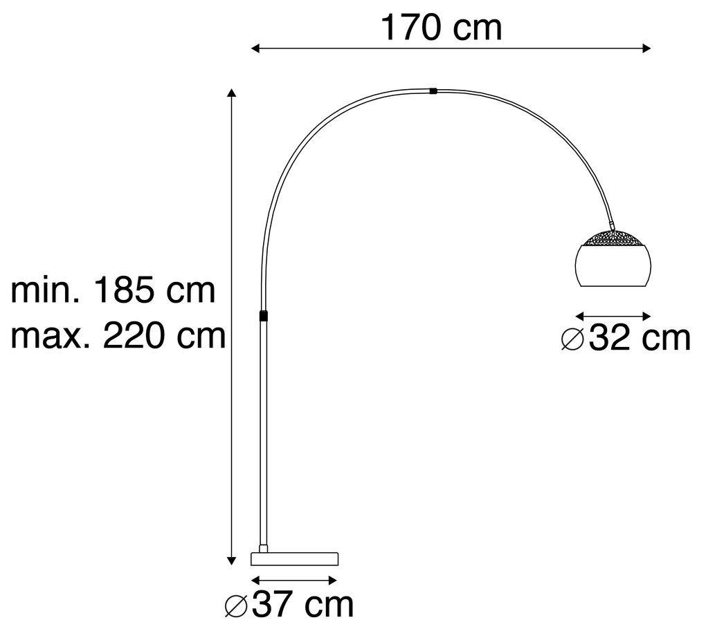 Luk Nowoczesna lampa łukowa ze stali regulowana - Grande Nowoczesny Oswietlenie wewnetrzne