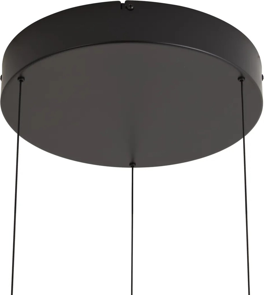 Nowoczesna lampa wisząca czarna z nadrukiem drewna orzechowego z wbudowanym LED 3-stopniowo ściemnialna Easylift - Drew
