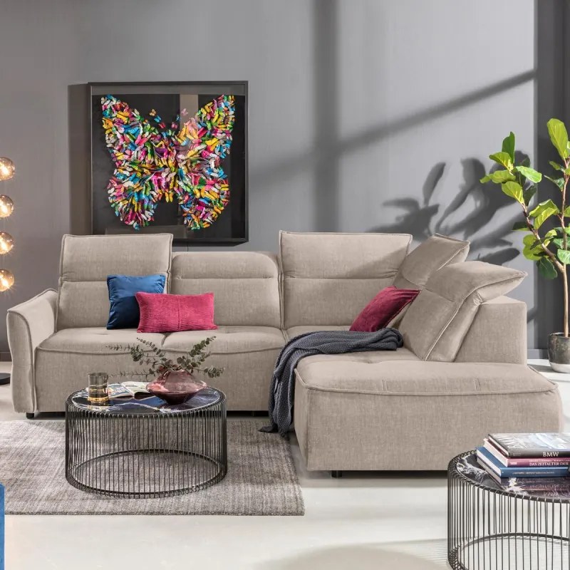 Narożnik MURILLO L z elektryczną regulacją siedziska Prawostronny w tkaninie VOGUE 01 WERSAL