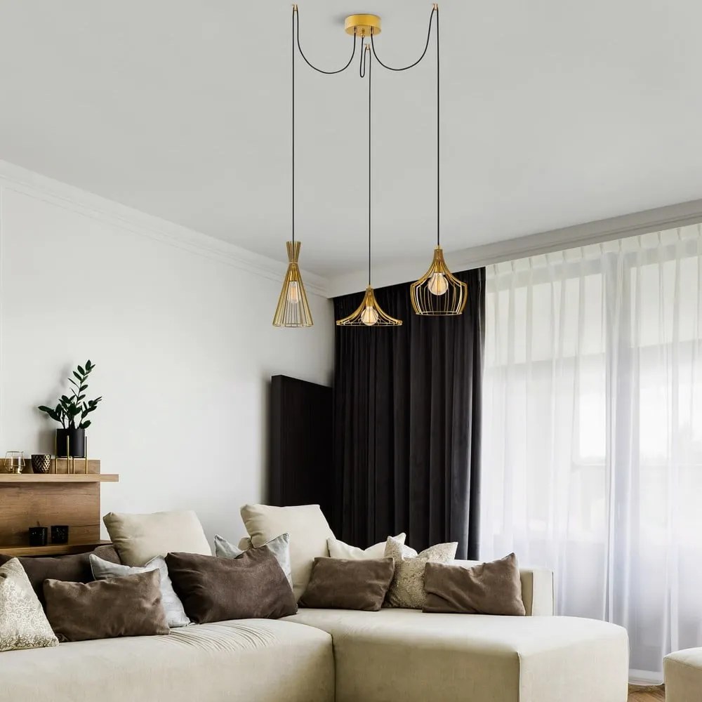 Lampa wisząca w kolorze złota z metalowym kloszem Mezopotamya – Opviq lights