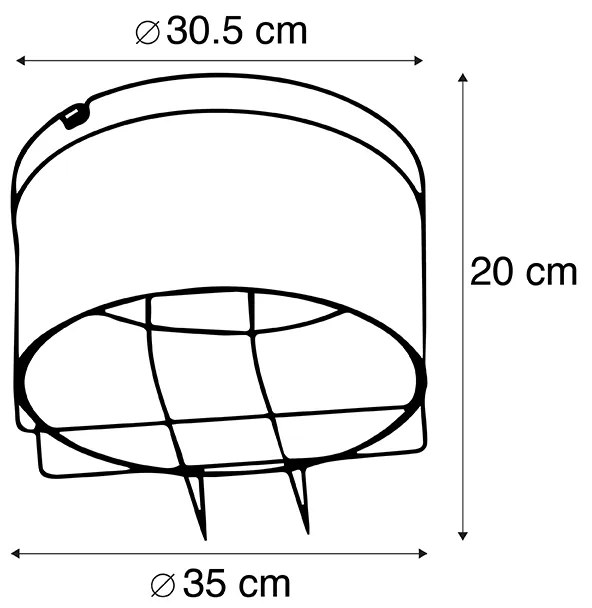 Industrialna lampa sufitowa czarna ze złotem 35 cm - BarrilPrzemysłowy Oswietlenie wewnetrzne