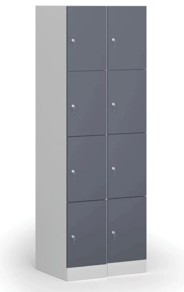 Szafka skrytkowa, 4 schowki, 1850 x 300 x 500 mm, demontaż, zamek cylindryczny, drzwi ciemnoszare