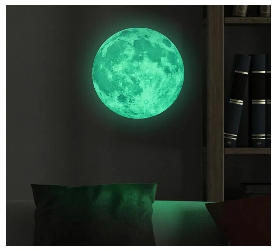 Świecąca naklejka dziecięca Ambiance Real Moon, ⌀ 30 cm
