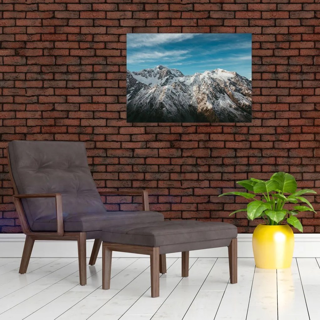 Obraz na szkle ośnieżonych szczytów, Fiordland (70x50 cm)