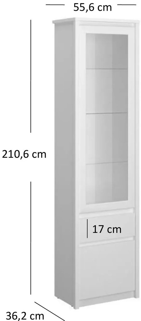 Biała wysoka witryna w stylu skandynawskim F2-S39