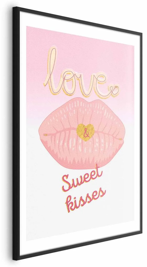 Plakat Sweet Kisses 21x30 cm z ramą czarną z marginesem ARTGEIST B