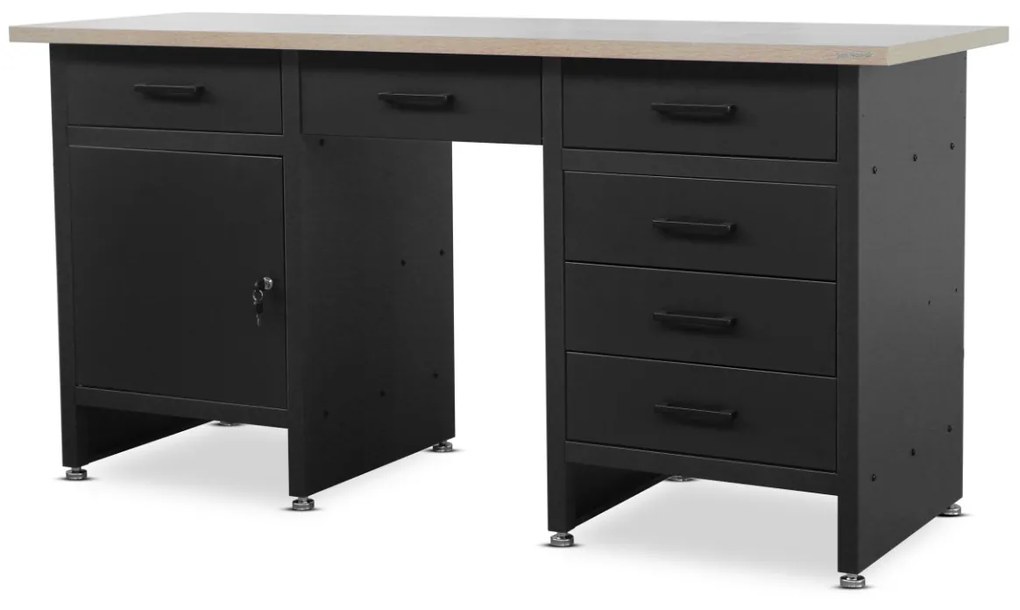 Stół warsztatowy FRANK, 1700 x 850 x 600 mm, czarny