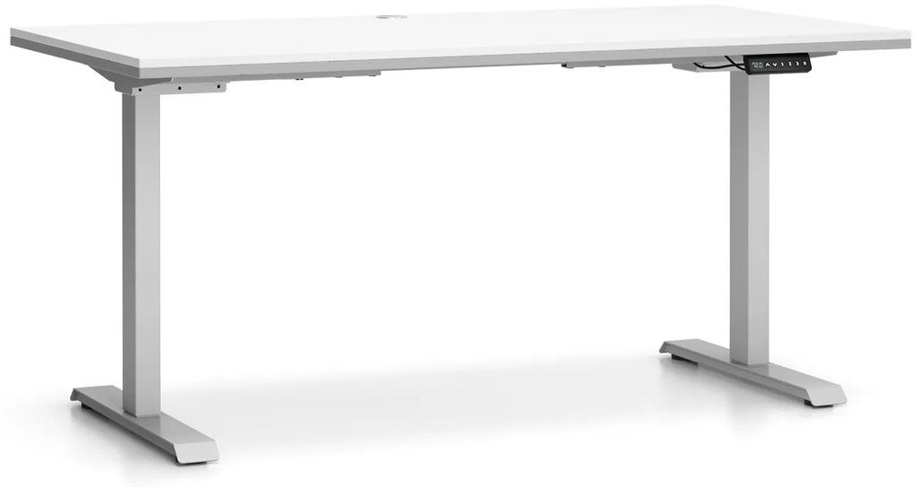 PLAN Biurko z regulacją wysokości SINGLE LAYERS, 160x80 cm, 2 silniki, biały/szary