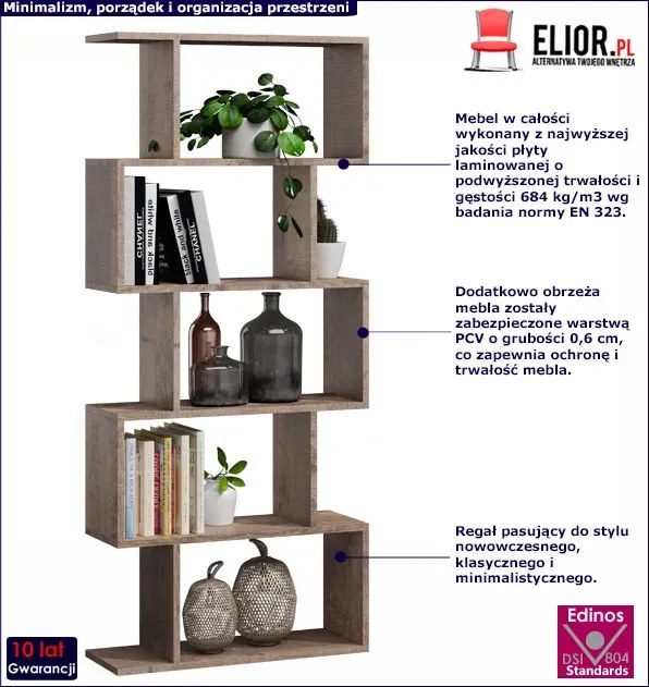 Nowoczesny regał na książki dąb kolonialny R0-D82