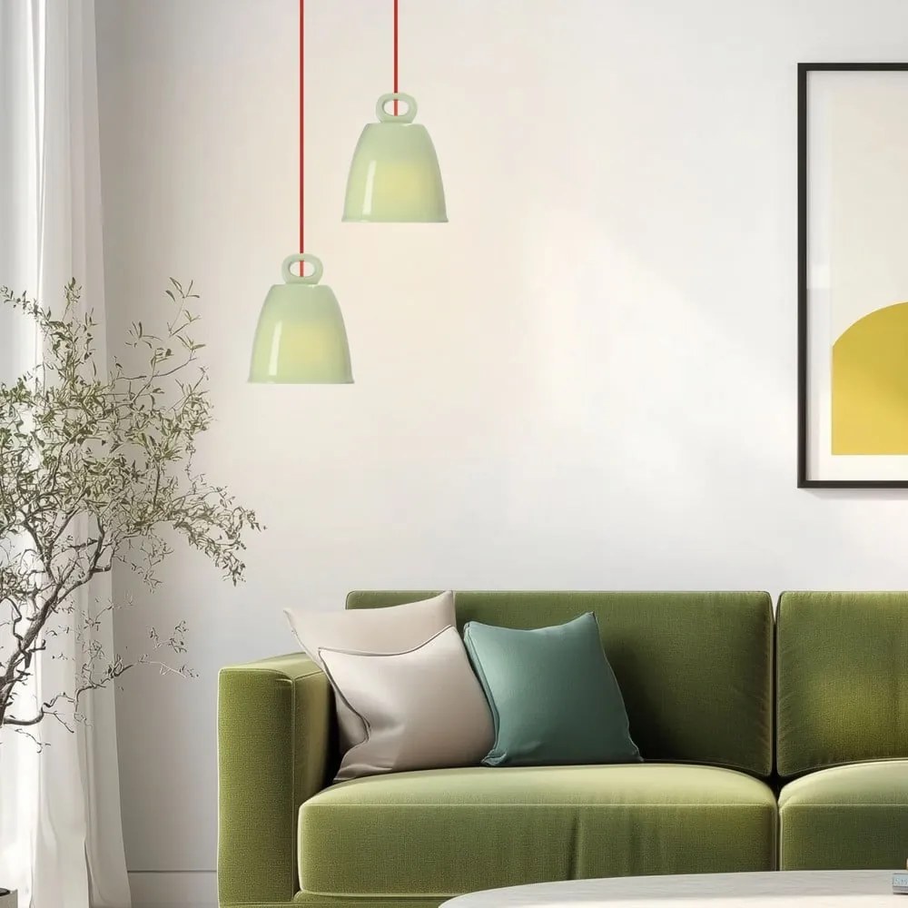 Zielona lampa wisząca z ceramicznym kloszem Sewilla – Candellux Lighting