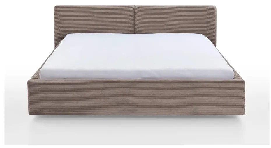 Szare/brązowe tapicerowane łóżko dwuosobowe 180x200 cm Cube – Meise Möbel
