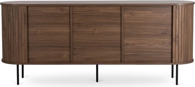 Komoda do Salonu Rozsuwana TRISH 180 cm Orzech Dwudrzwiowa Ryflowana Nowoczesna
