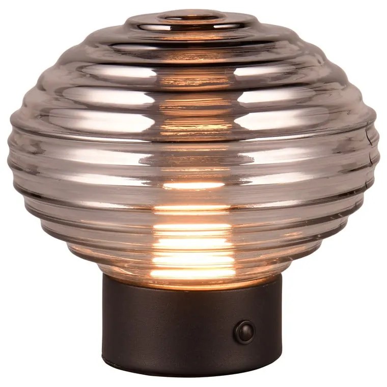 Czarno-szara lampa stołowa LED ze ściemniaczem i szklanym kloszem (wys. 14,5 cm) Earl – Reality