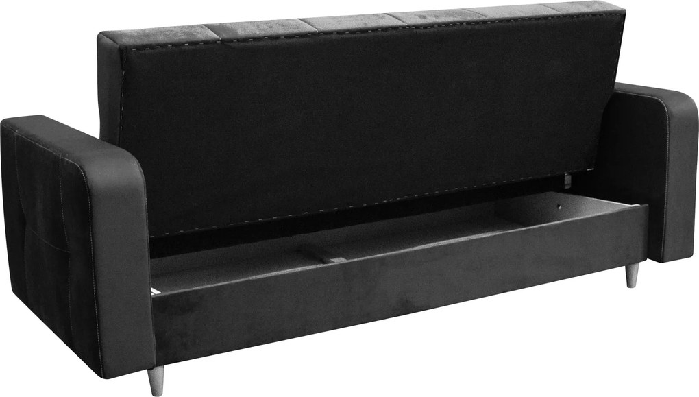 Stalowa welurowa kanapa rozkładana typu wersalka T6-F01