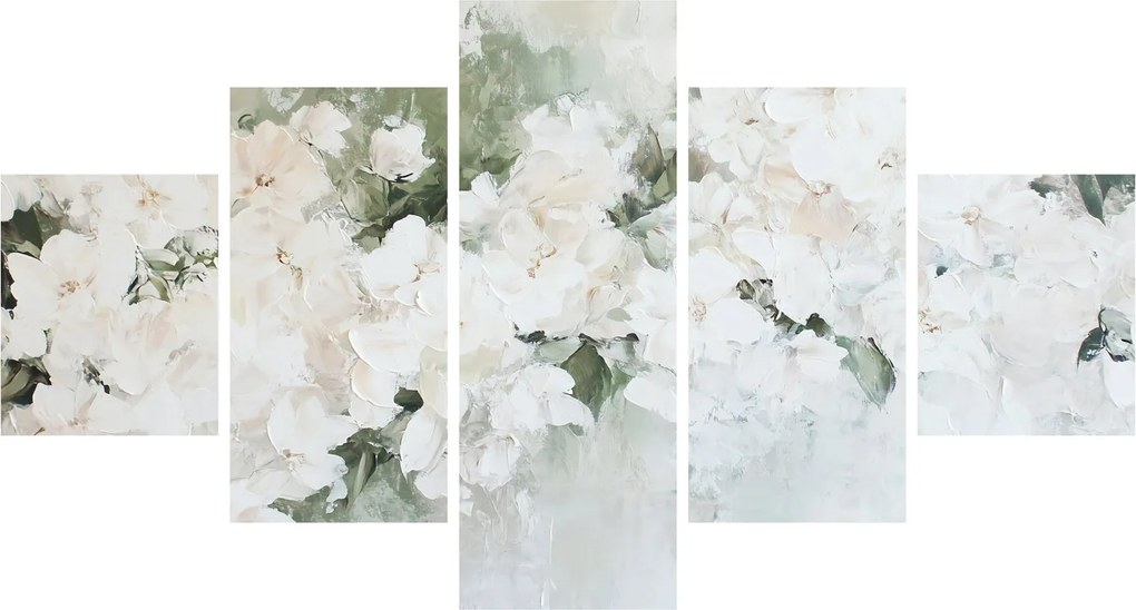 Obraz - Abstrakcja białych kwiatów (125x70 cm)