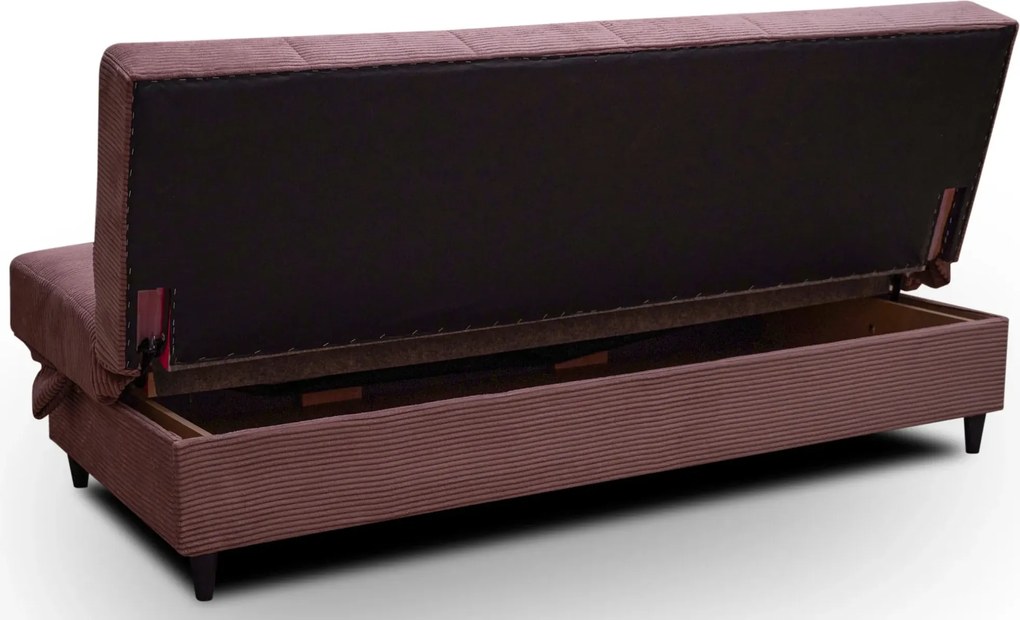 Różowa sztruksowa wersalka rozkładana do salonu R7-G45