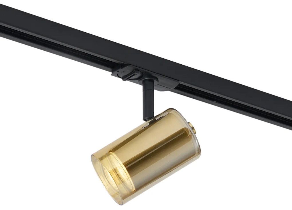 Nowoczesny reflektor złoty z bursztynowym szkłem do systemu szynowego 1-fazowego - Iconic Lloyd