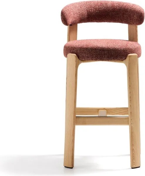 Hoker z litego drewna jesionowego w ceglasto-naturalnym kolorze (wysokość siedziska 75 cm) Granite – Kave Home