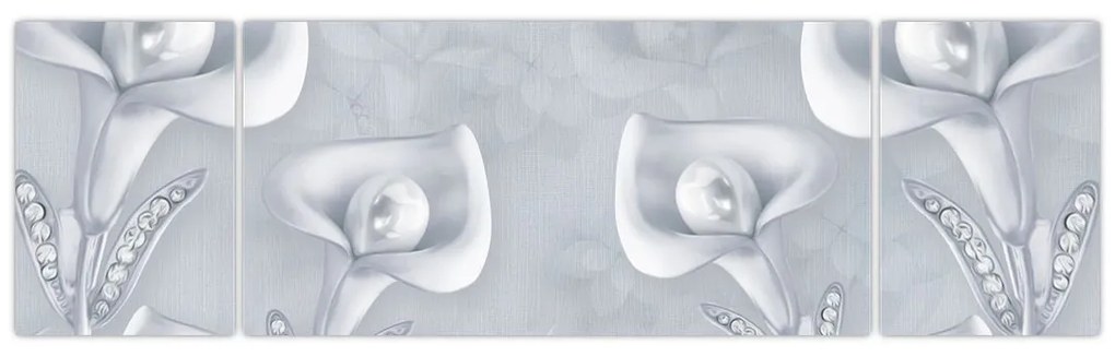Obraz - Perłowe kwiaty (170x50 cm)