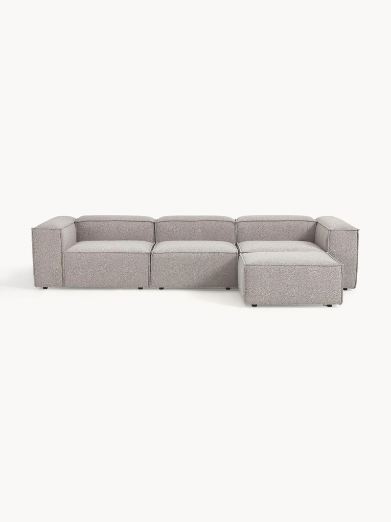 Sofa modułowa Bouclé z pufem Lennon (4-osobowa)