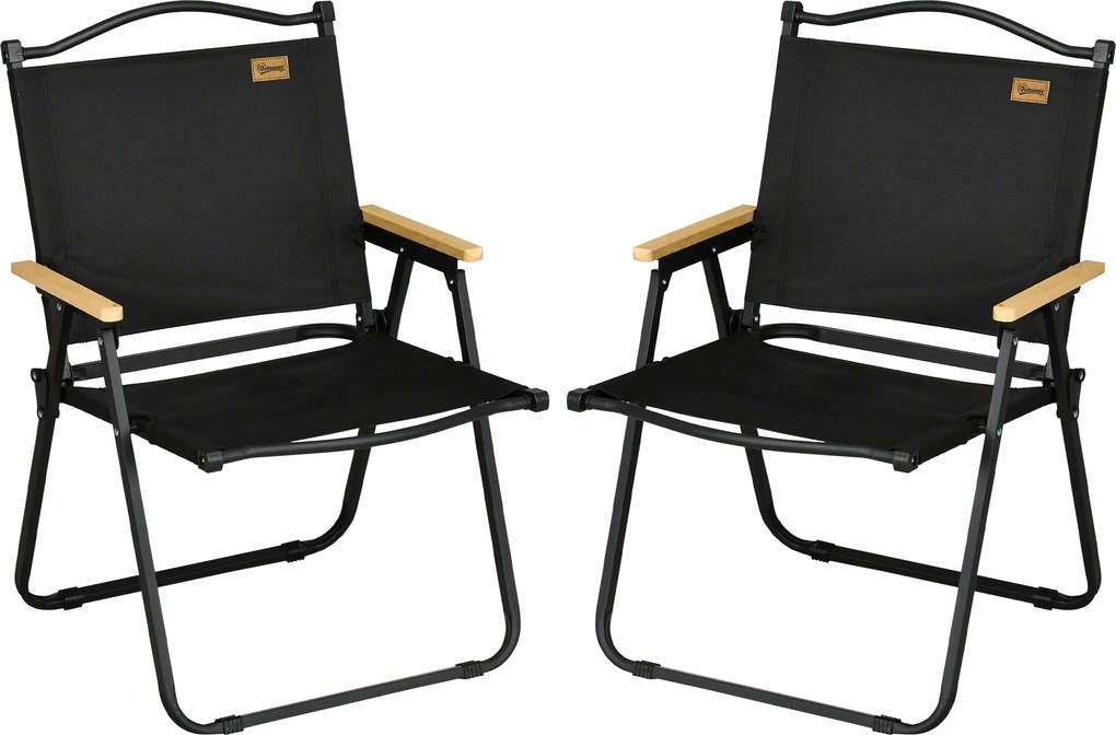 Outsunny Krzesła kempingowe, 2 szt., Składane, ze Stalą, Czarne
